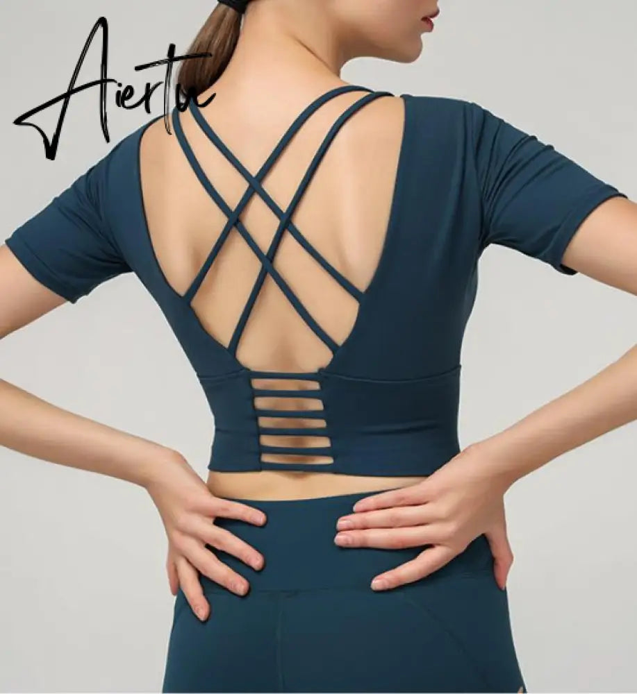 Aiertu  Cloud Hide Sexy Sports Bra Women Fitness Long Sleeve Underwear Blouse Push Up Yoga Crop Top Running Gym Shirt Winter Activewear Aiertu