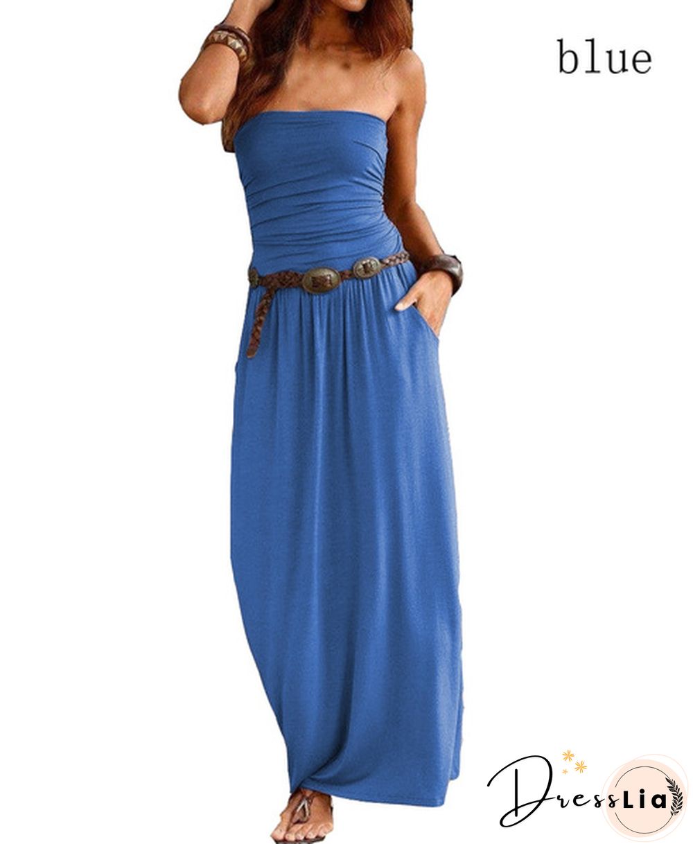 Women's Fashion Summer Sleeveless Printed Dress Slim Casual Tube Top Skirt Lady Oversized Party Dress