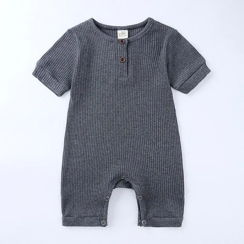 2021 Summer Newborn Baby Romper Soild Color Baby Clothes Girl Rompers Cotton Short Sleeve O-neck Infant Boys Romper 0-24 Months