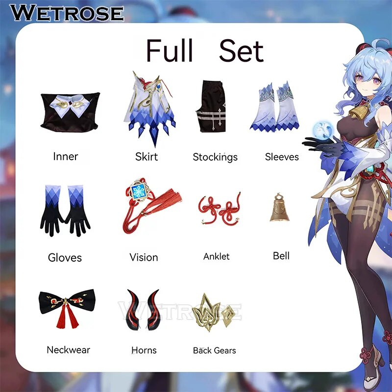 [Wetrose] In Stock Ganyu SSR Cosplay Costume Genshin Impact Gan Yu Гань Юй Gamu Full Set