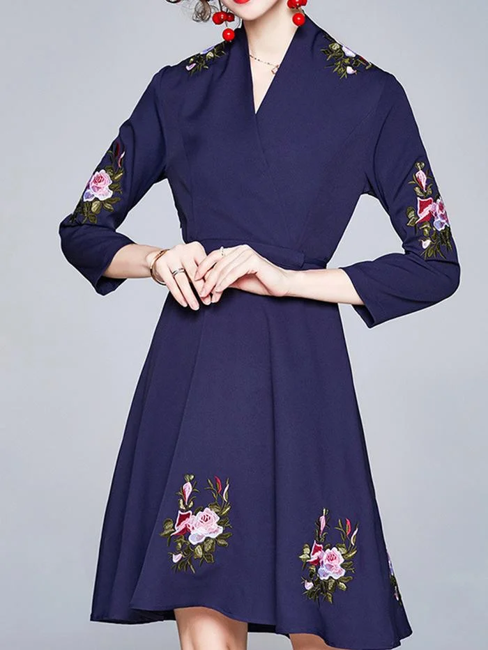 Heavy Industry Embroidered Turtleneck Dress