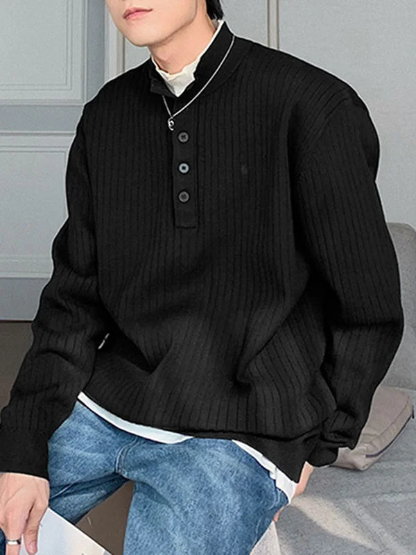 Aonga - Mens Solid Stand Collar Long Sleeve Shirt