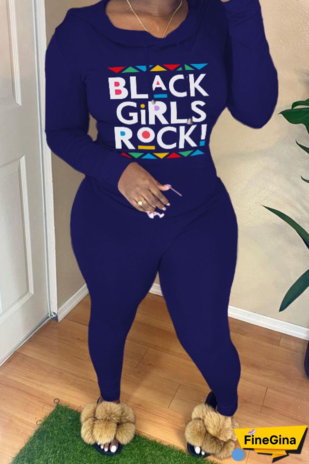 White Casual Print Patchwork Hooded Collar Long Sleeve Two Pieces