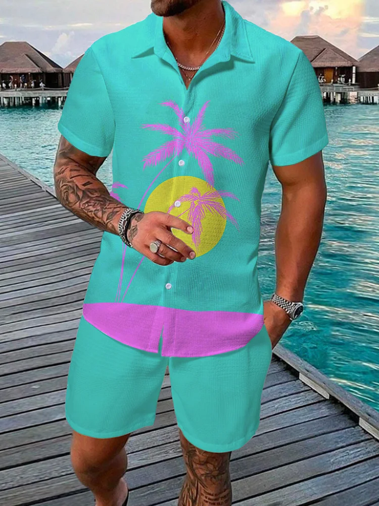 Men's Coconut Tree Hawaii Art Print Shirt