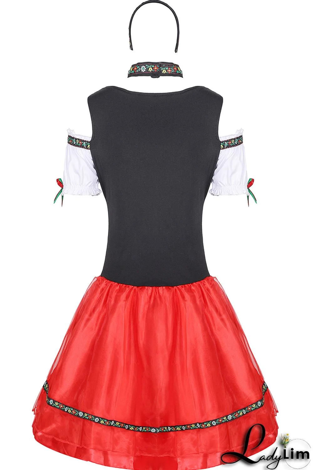 Black Red Halloween Fashion Party Patchwork Frenulum Square Collar Short Sleeve Dress