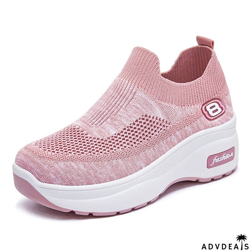 Breathable Solid Color Slip-On Thick-Soled Shoes