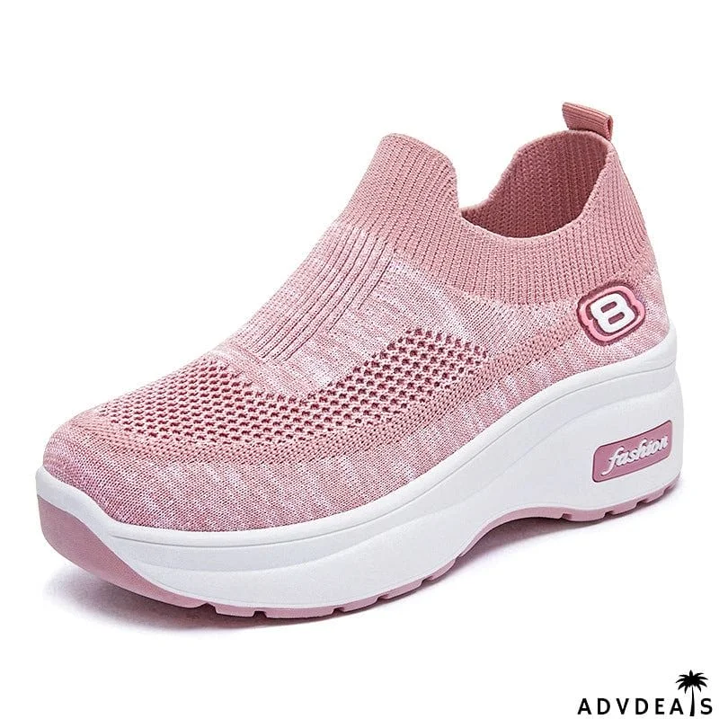 Breathable Solid Color Slip-On Thick-Soled Shoes