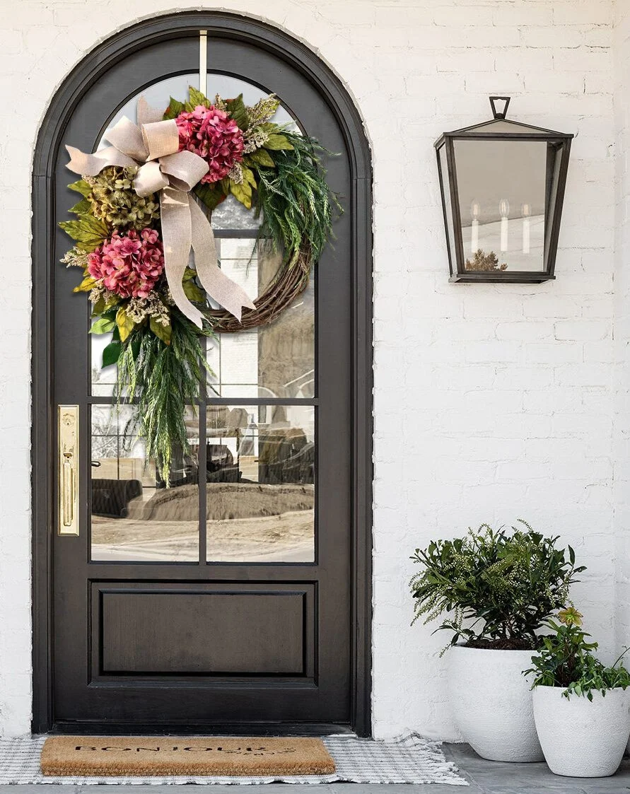 Farmhouse Pink Hydrangea Wreath Rustic Home Decor