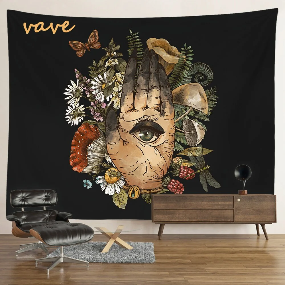 Nigikala Magic Vintage Tarot Mushroom Tapestry Wall Hanging Trippy Butterfly Mandala Hippie Aesthetic Tapestry Sun and Moon