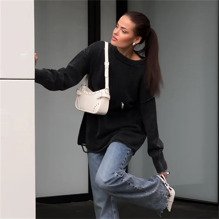 Uveng Uveng Knitted Knitted Knitted Jersey Autumn/Winter New 2024 Round-Neck Long-Sleeved Bottom Knitted Sweater