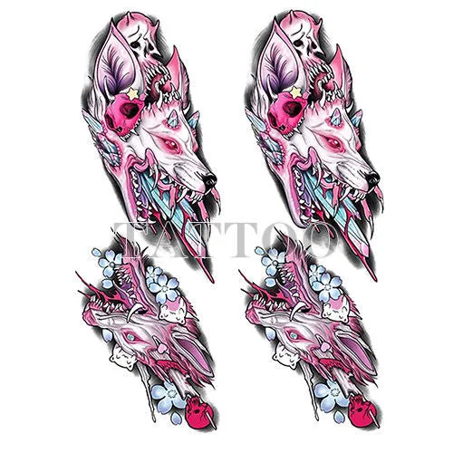 Japanese Devil Dark Sexy Pink Girl Big Size Color Arm Water Transfer Temporary Fake Tattoo Sticker For Men and Women