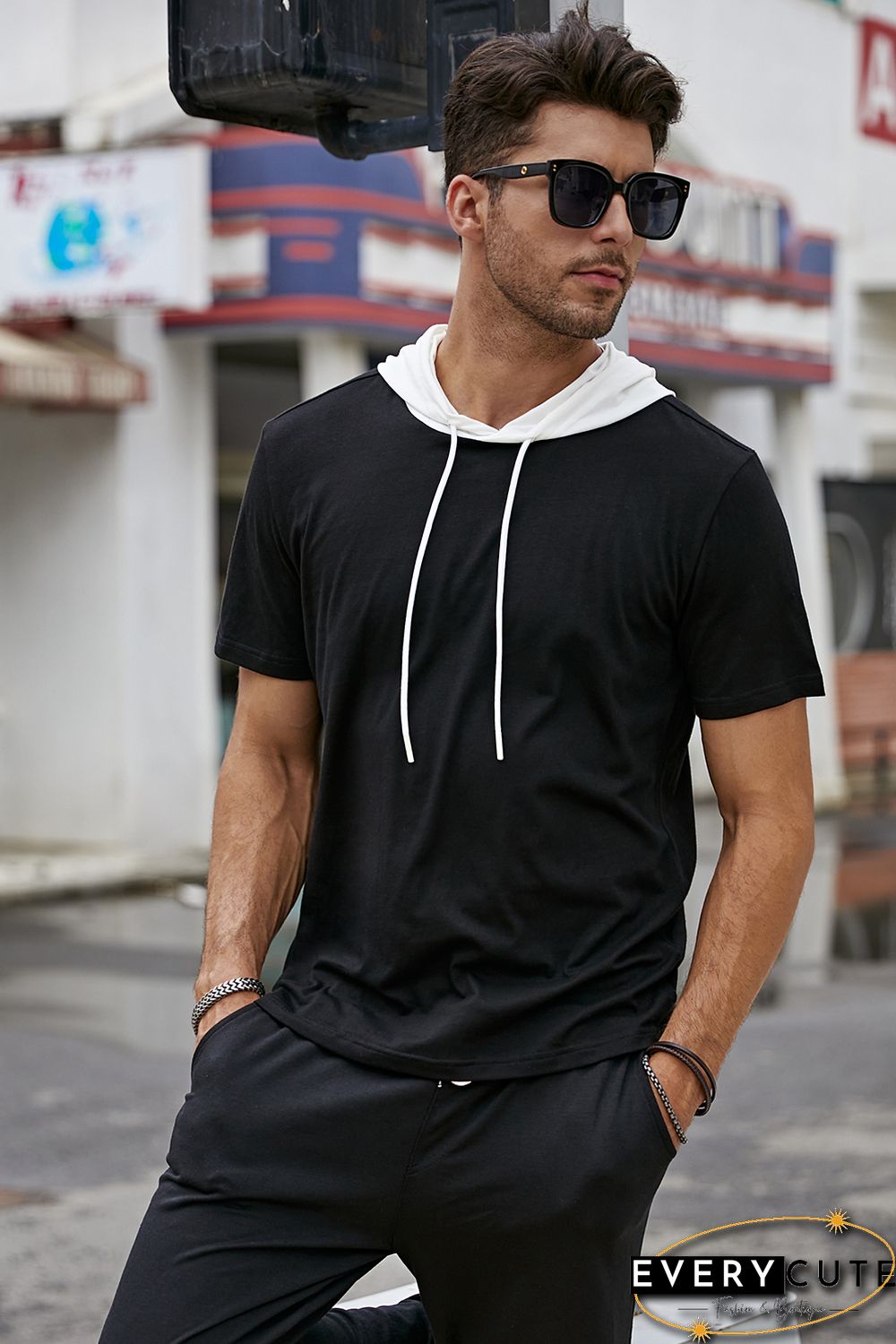 Men's Hooded Short Sleeve T-shirt
