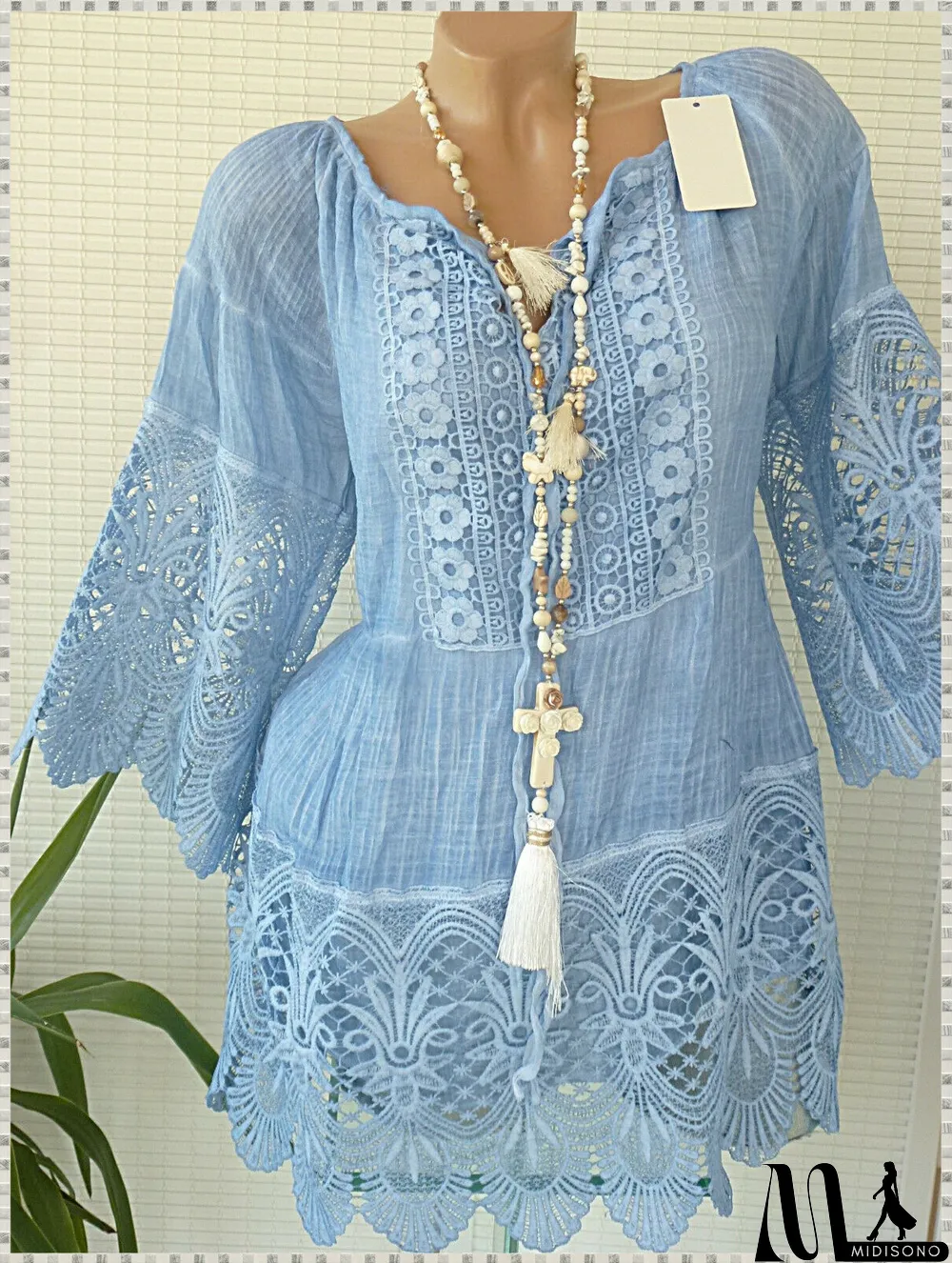 MidiSono - Women's Solid Color Short Sleeve V-neck Tops