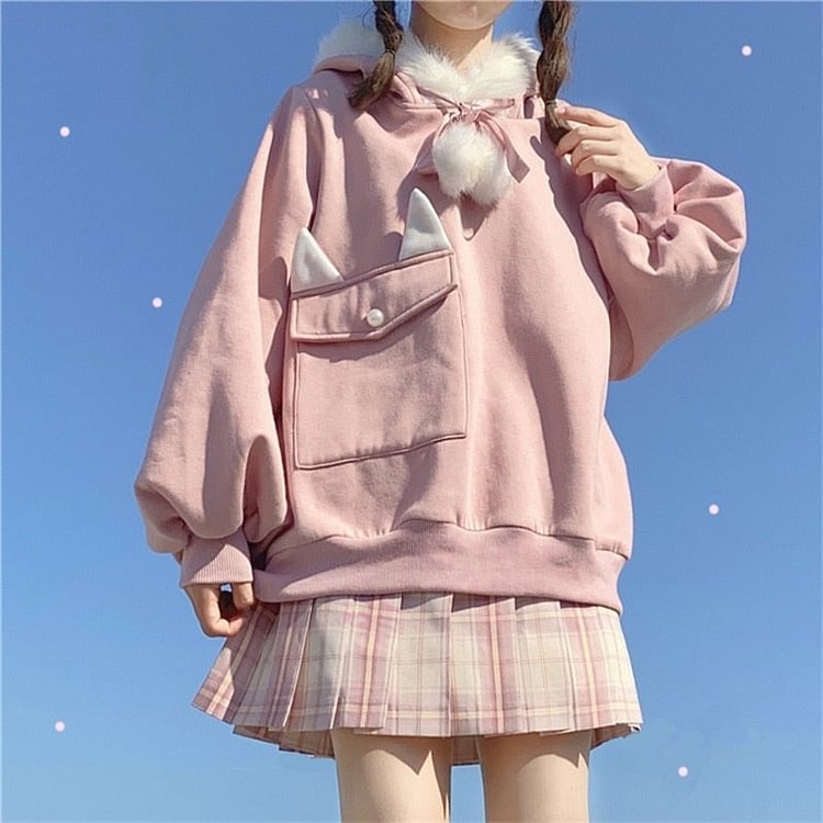 Japanese Kawaii Rabbit Ear Hooded Bunny Pullover SS2138