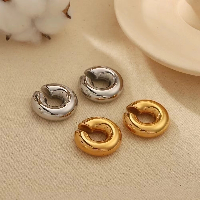 1 Piece Minimalist Solid Color Plating Stainless Steel Gold Plated Ear Cuffs