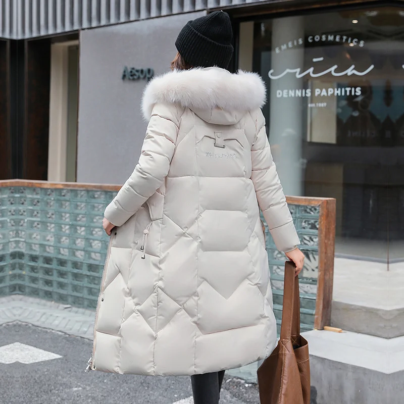 Woherb Sm Cotton-Padded Jacket 2024 New Coat Female Winter Cotton-Padded Jacket Korean Version Of The Long Cotton Clothes And Thick Cotton Clothes-Outfit Ideas