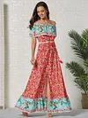 Floral Printed Off-The-Shoulder Maxi Dresses