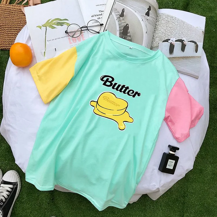 방탄소년단 Butter Print Colorblock T-shirt