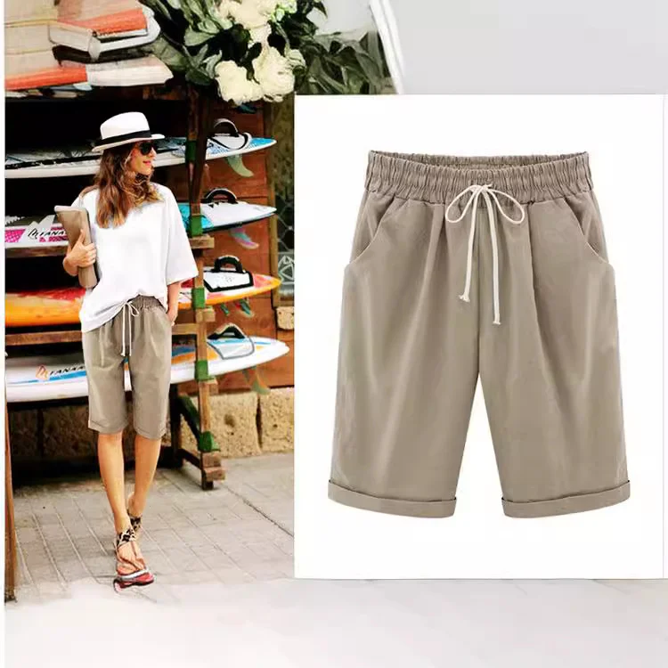 Brownm Brownm Sister Summer Dress Casual Pants Female Five Minute Pants Thin Money Outside Wearing Pants Large Size Women's Clothing 200 Catties Fat Mm Loose Female