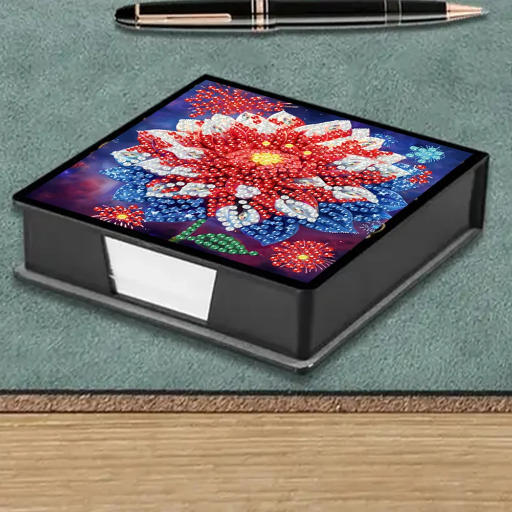 Independence Day Flower PU Diamond Painting Notecard Box for Beginners