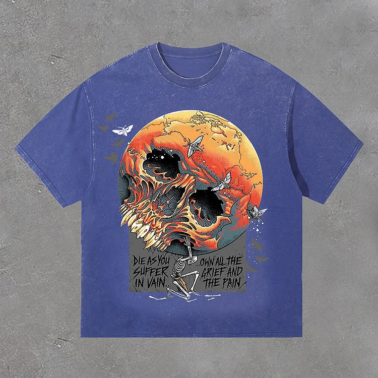 Casual Metallica Atlas, Rise! Luke Preece Print Acid Washed T-Shirt