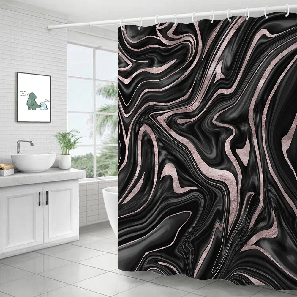 Polyester Abstract Marble Shower Curtain 3D Stripe Printing Colorful Bathroom Curtains Waterproof Fabric Bath Curtain Decor