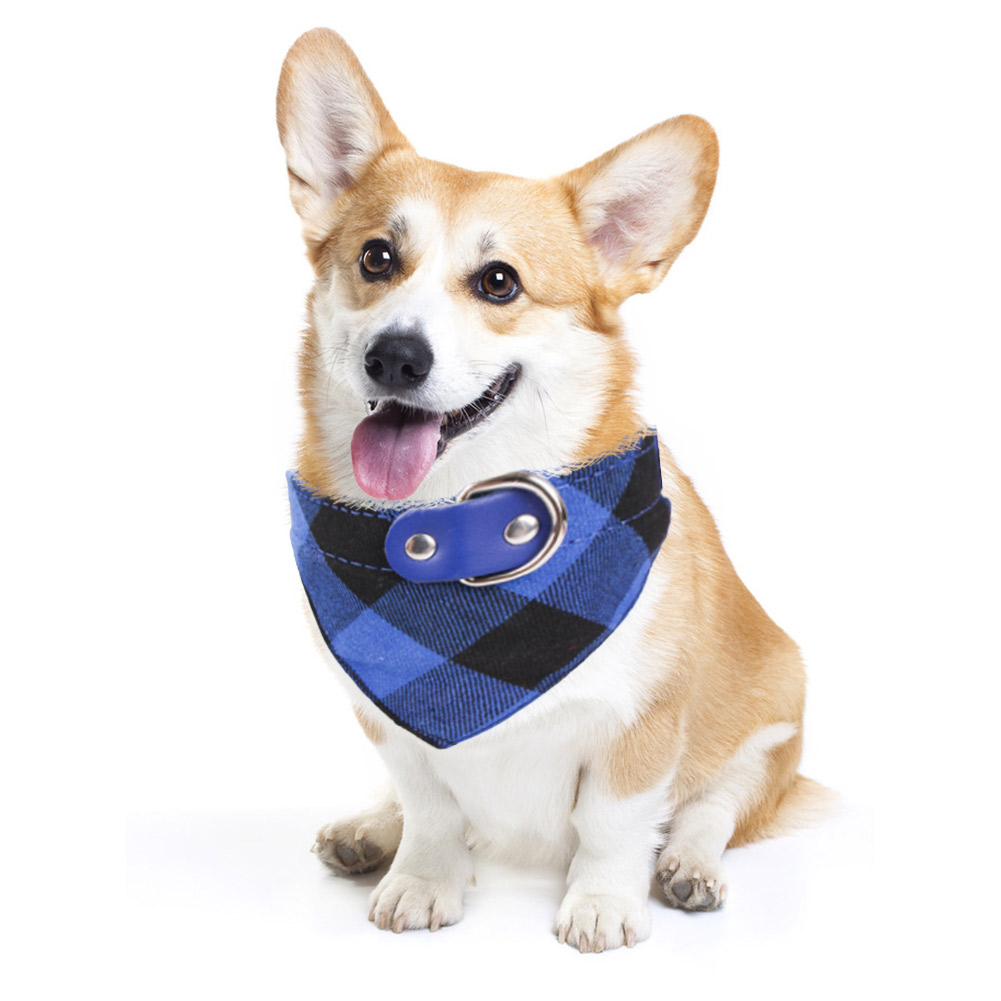 

British Style Dog Bandana Collar Adjustable Pet Cats Plaid Printed Necklace, Grey, 501 Original