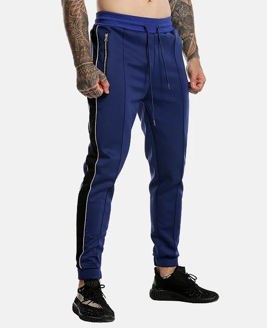 Contrast Side Seam Zip Pocket Casual Sweatpants