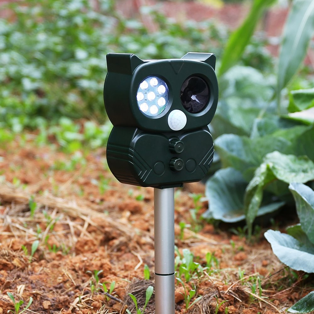 Solar Powered Ultrasonic Animal Repellent Garden Rechargeable Mole Repellent Pir Sensor Outdoor Pest Cat Dog Bird Insect Repellent