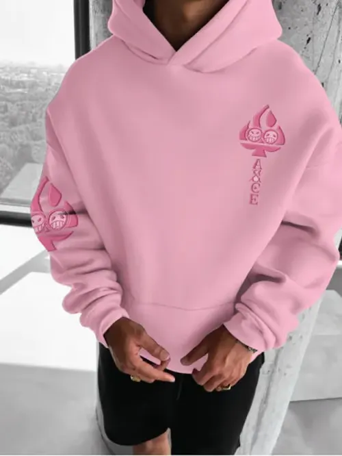 Men's Stylish One Piece ASCE Pink Hoodie