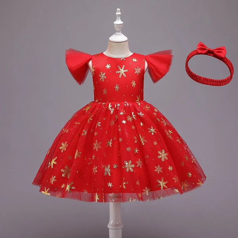 Halloween Girl Princess Christmas Red Retro Polka Dot Color Print Puffy Big Bow Suspender Net Yarn Fishtail Party Wedding Dress