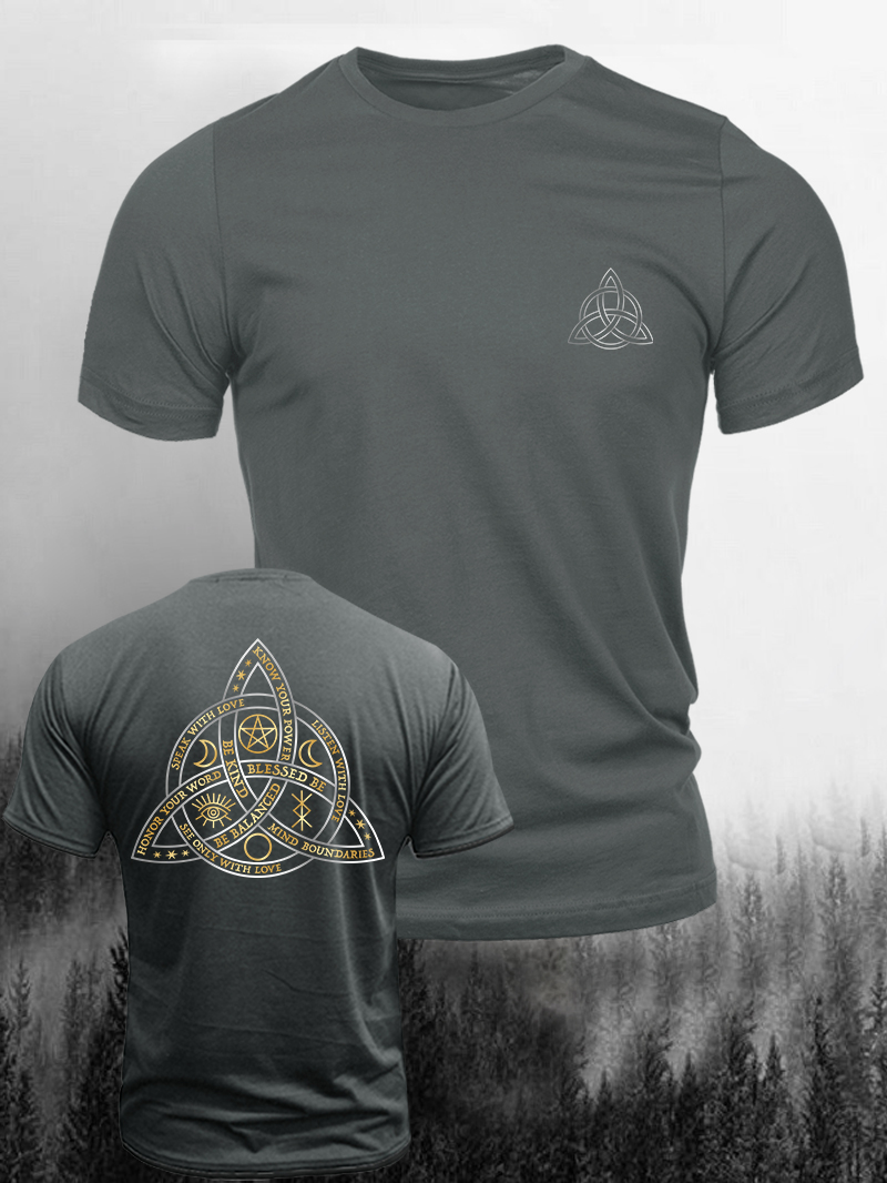 Men's Astrological Rune Geometric Logo Print Casual Short Sleeve T-shirt