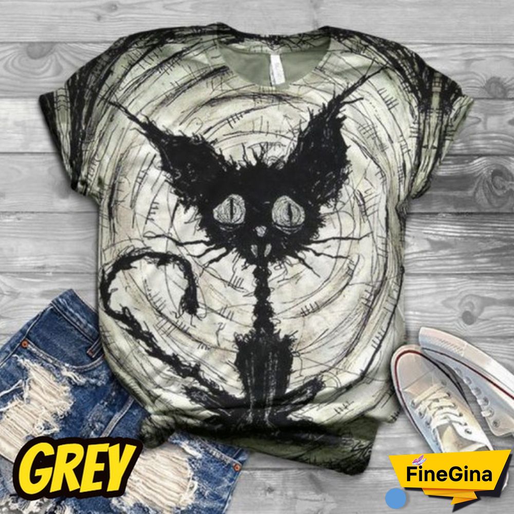 Cute Cat Printed T Shirt Fashion Women O Neck Loose Top Family Casual Funny Animals Graphic Tee Short Sleeves Top Plus Size XS-5XL