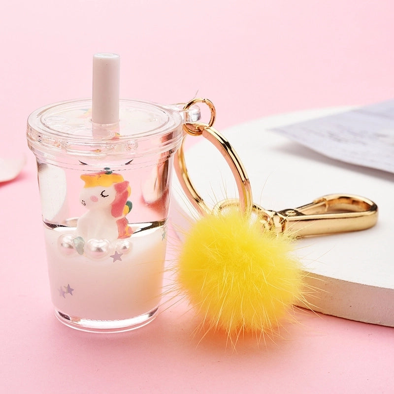 Cartoon Milk Tea Bottle Acrylic Keychain