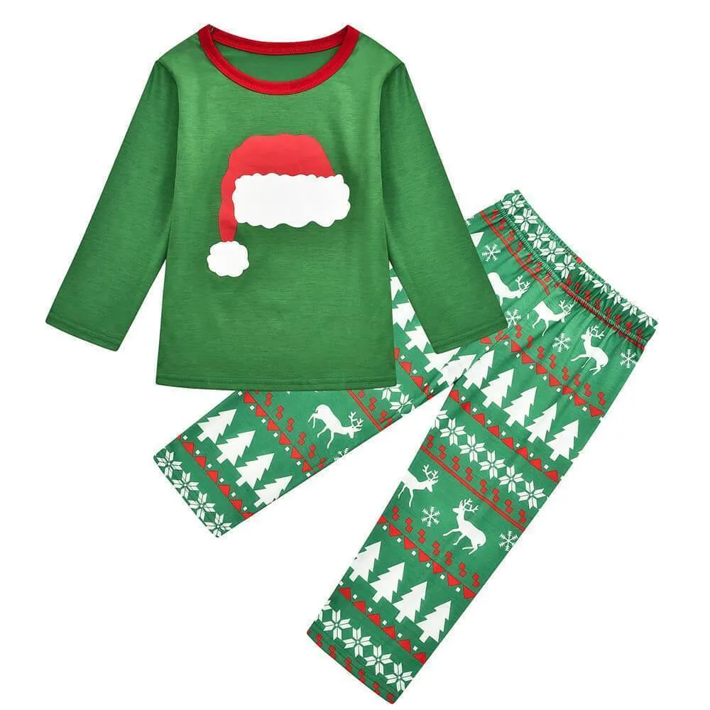 Christmas Hat Print Family Matching Pajamas Sets