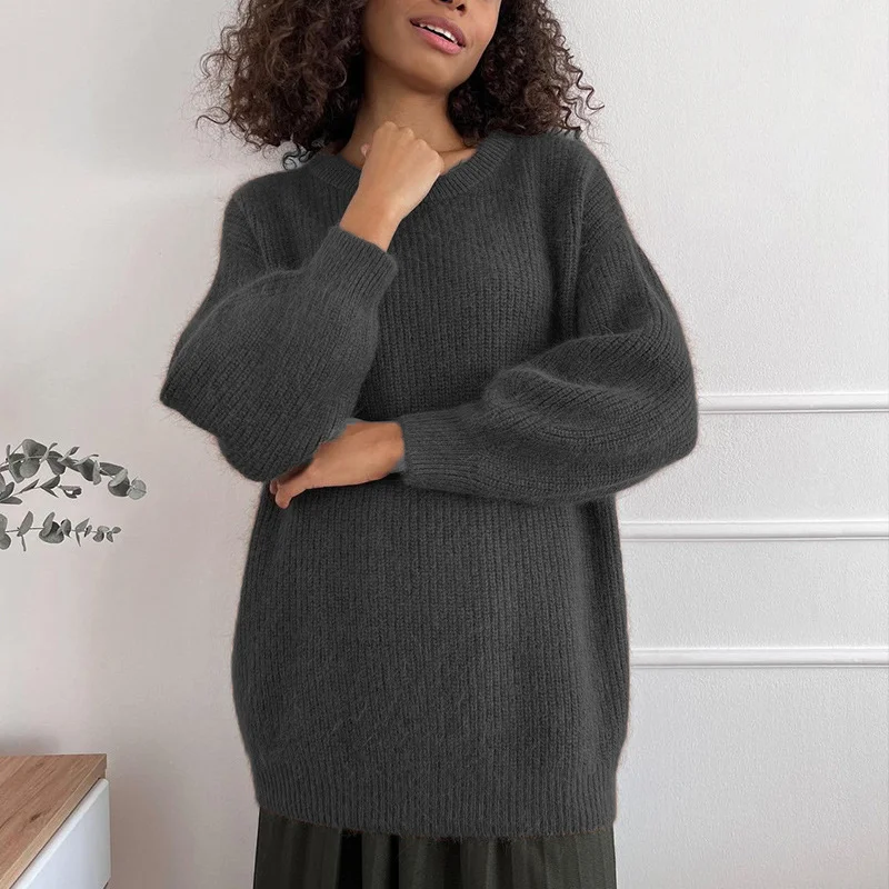 Athvotar Athvotar And Winter Ins Style Imitation Marince Sweater Women Lazy Style Temperament Loose Ultra-Soft Knitted Tops Women