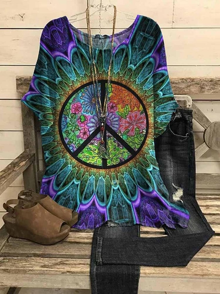 Women's Hippie Print Casual Top