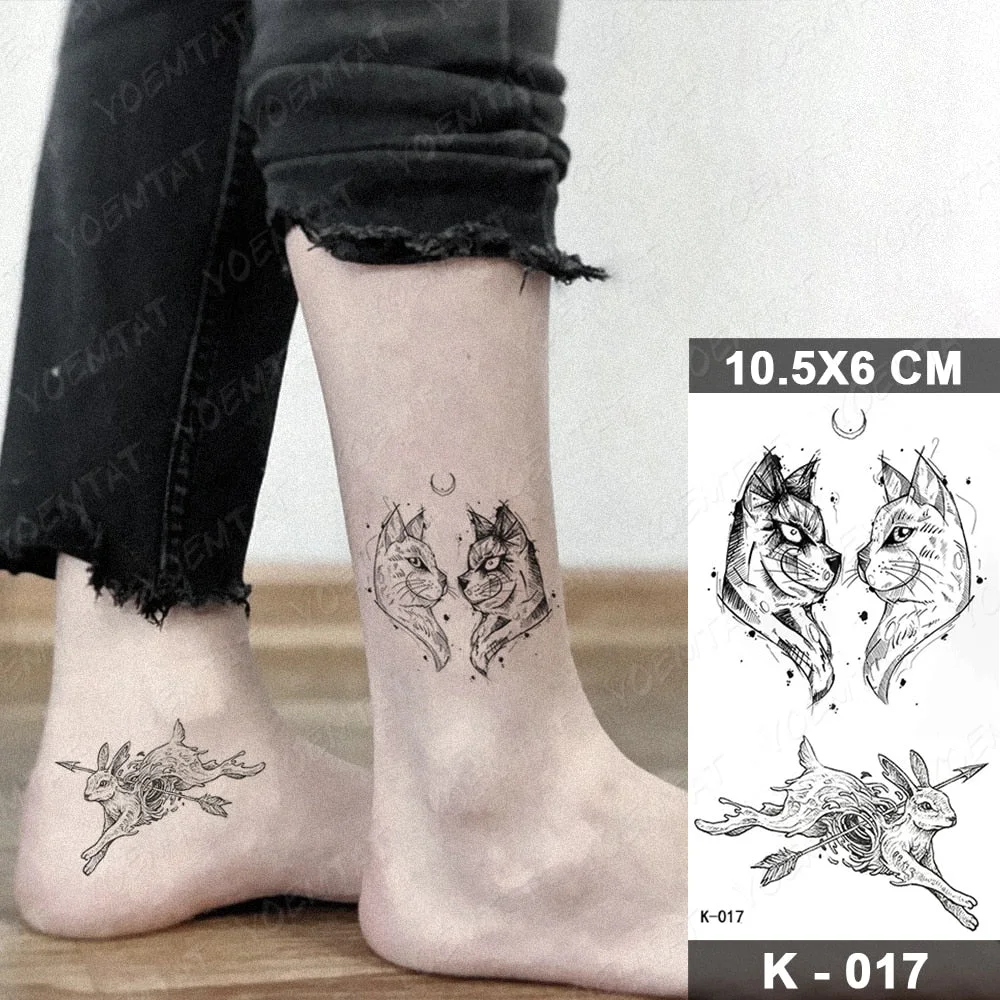 Waterproof Temporary Tattoo Sticker Starry Sky Galaxy Lion Flash Tatoo Wolf Fox Owl Arm Wrist Fake Tatto For Body Art Women Men