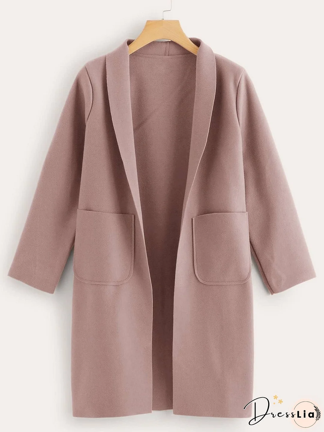 Solid Shawl Collar Dual Pocket Coat for Women