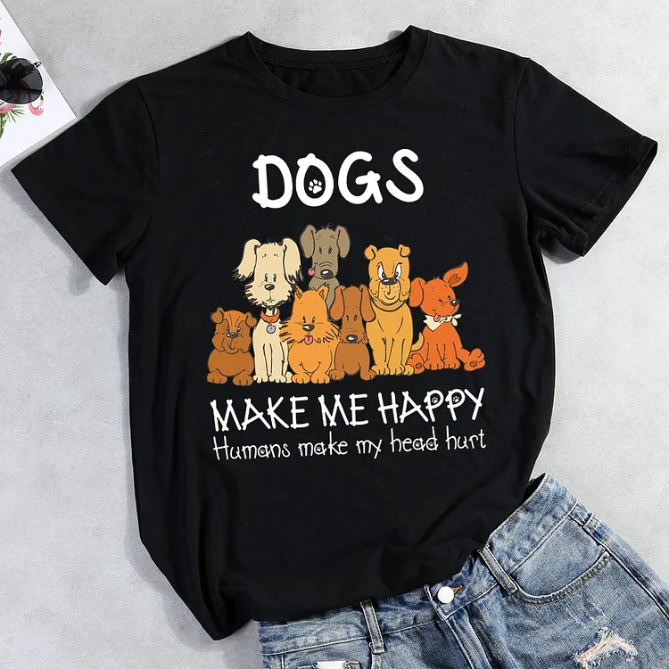 Dogs Makes Me Happy T-Shirt-012895-CB