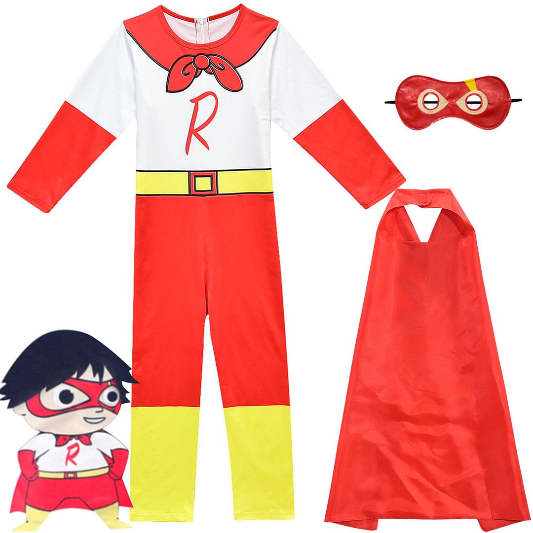 Kids Ryan's World Red Titan Jumpsuit Cosplay Costume Jumpsuit and cloak for Children-Pajamasbuy