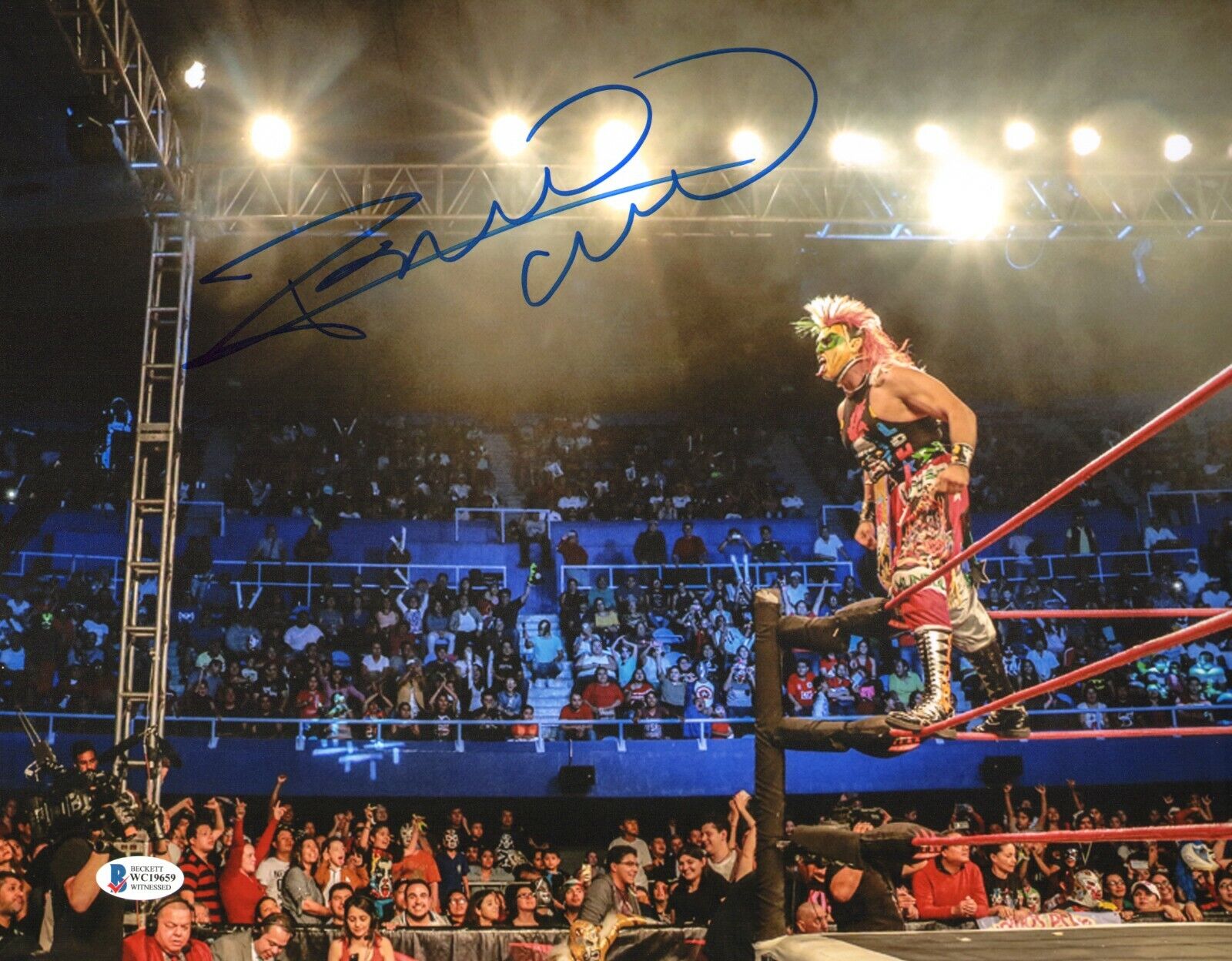 Psycho Clown Signed 11x14 Photo Poster painting BAS COA AAA Lucha Libre Star Picture Autograph 1