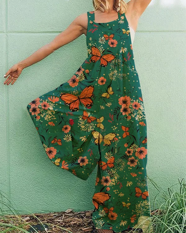 Casual Plus Size Sleeveless Print Jumpsuit