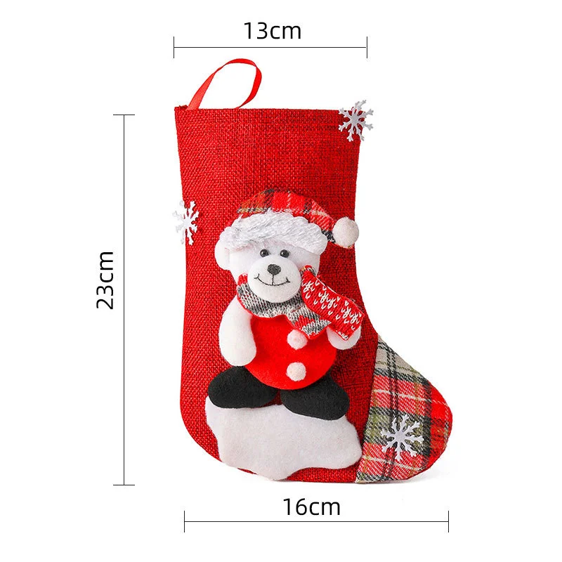 Medium Linen Christmas Socks Christmas Decorations Christmas Gift Bags-MERUMOTE