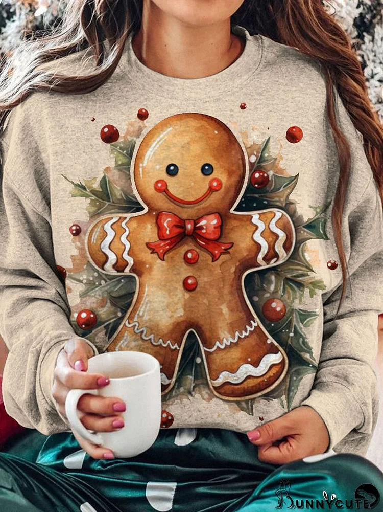 Women's Christmas Gingerbread Man Print Top