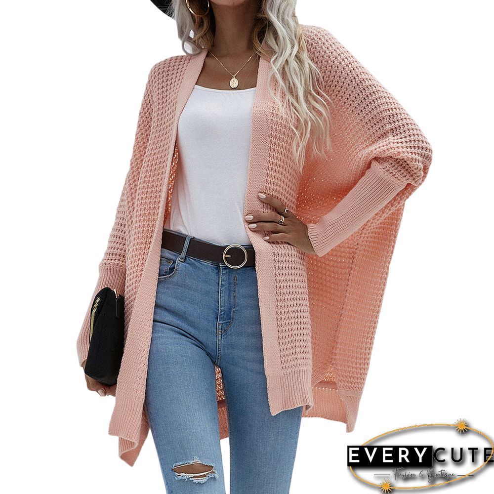 Orange Pink Drop Shoulder Oversized Long Cardigan