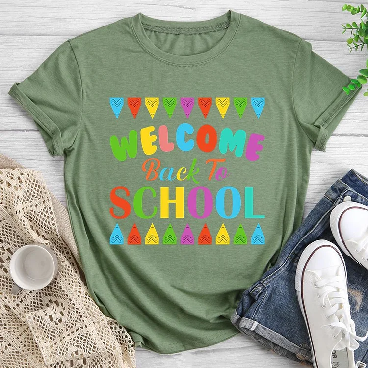 Welcome Back To School Round Neck T-shirt