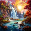 Wasserfall - Rundbohrer Diamantmalerei - 40*40cm