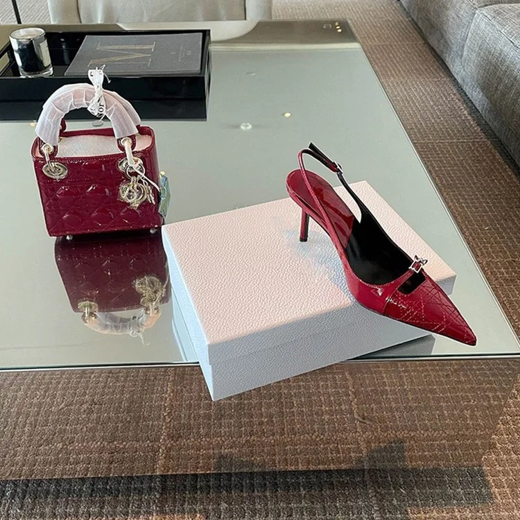 Yyvonne New Black Patent Leather High Heels Summer New Temperament Tip Fine Heel With Sandals