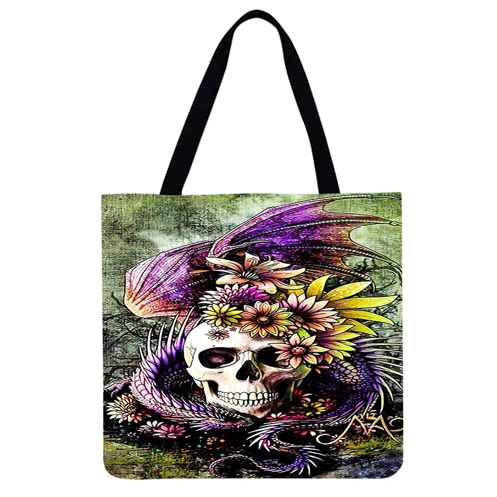 Linen Tote Bag - Skull
